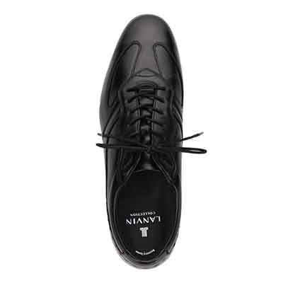 ランバンコレクション LANVIN COLLECTION 「Recovery Shiatsu Insole」搭載で指圧効果により血行をよくする。軽快な履き心地のレースアップレザーカジュアルシューズ　LV1024XR BLACK 25