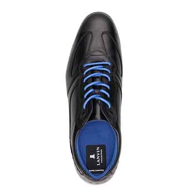 ランバンコレクション LANVIN COLLECTION 「Recovery Shiatsu Insole」搭載で指圧効果により血行をよくする。100周年記念モデルの上質レザー レースアップカジュアルシューズ　LV1025XR BLACK 25.0