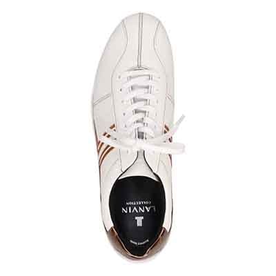 ランバンコレクション LANVIN COLLECTION 「リカバリー指圧インソール」搭載で指圧効果により血行を115％促進。ドライビング カジュアルスニーカー　LV2025XR WHITE/GOLD 25.0