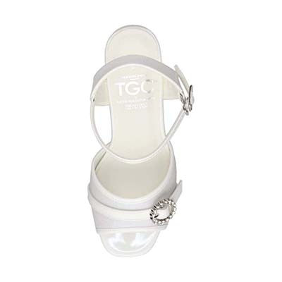 「特別な日は、足元から可愛く！」そんな願いを叶えるマドラス madras TGC in あいち・なごや 2026 出演モデル着用シューズ　厚底グリッターサンダル　MAL7582TGC WHITE M（23.0cm～23.5cm）