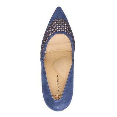 マドラス madras 特許 リカバリーメタインソール搭載 7cmヒール デザインパンプス　MAL9122MT BLUE-SILKY 23.0