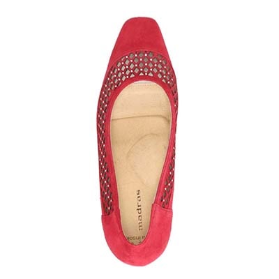 マドラス madras 特許 リカバリーメタインソール搭載 5.5cmヒール のカットワークデザインパンプス　MAL9123MT RED-SILKY 23.0