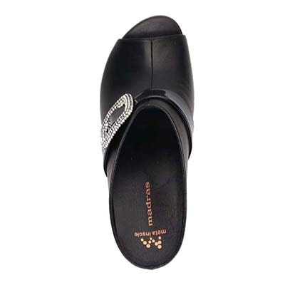 マドラス madras 特許 リカバリーメタインソール搭載  7ｃｍストーム入りビジューミュールサンダル MAL9125SMT BLACK M（23～23.5ｃｍ）