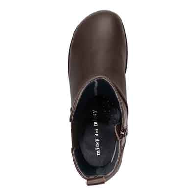 ミッシー デ ミッシー missy des missy オブリークトゥ サイドゴア　 ファスナー付きハーフブーツ  MMD1039 D-BROWN 23.0