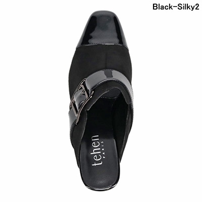 テーン tehen きちんと見える 大人エレガンスミュール TN1727A Black-Silky2(中敷カラー 黒) 23.0