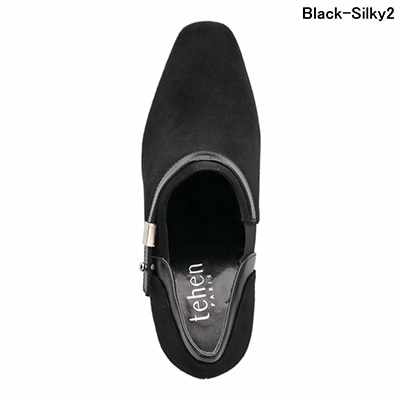 テーン tehen オフィス対応！美脚効果♪甲が深めの脱げづらいパンプス♪ TN1747 Black-Silky2(中敷カラー 黒) 23.0