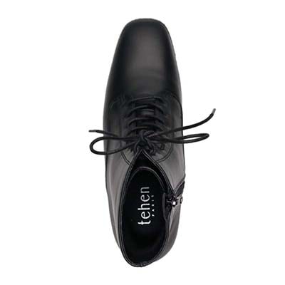 【撥水加工】テーン tehen メタルプレート入りのヒールがポイント♪トレンドアイテム・レースアップブーツ　TN1766A BLACK 23.0