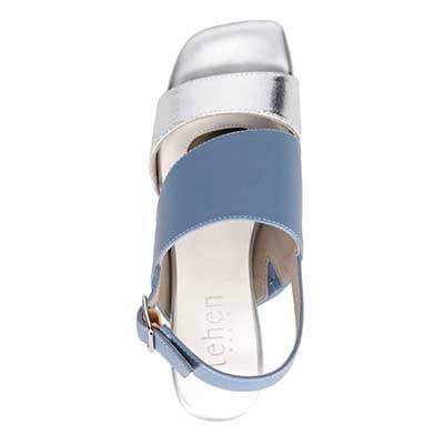 テーン tehen オシャレなヒールもポイント。甲深アシンメトリーカットサンダル　TN1794V SILVER/BLUE 23.0