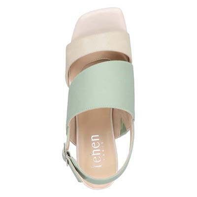 テーン tehen オシャレなヒールもポイント 甲深アシンメトリーカットサンダル　TN1794 BEIGE/C 23.0