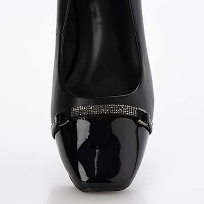 テーン tehen 品格と華やかさを纏う、5.5cm大人のスクエアトゥパンプス　TN1870 BLACK 23.0