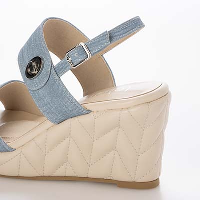 テーン tehen 高級感あふれる質感と、安定の7.5cmヒールで夏のお出かけをエレガントに。ウェッジサンダル　TN1808 BLUE 23.0