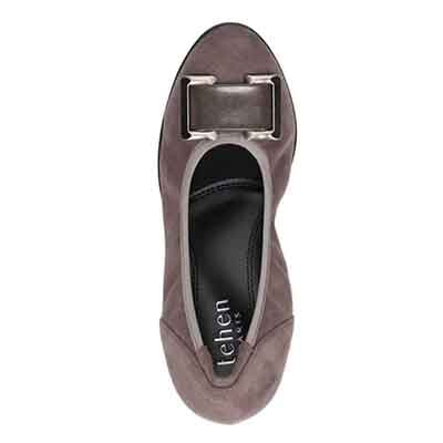 【撥水仕様】テーン tehen 5cmヒールのバックルパンプス TN4030 GRAY-SILKY M(23.0cm相当)