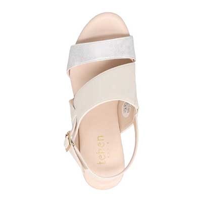 テーン tehen カラーコンビ アシンメトリー ウェッジサンダル　TN5006 SILVER/WHITE 23.0