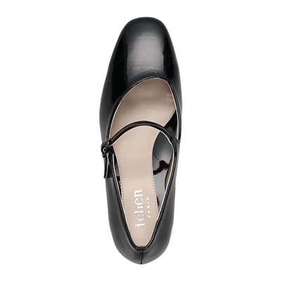 テーン tehen 甲ストラップ付　5.5cmヒールベーシックパンプス　TN5514 BLACK-ENAMEL 23