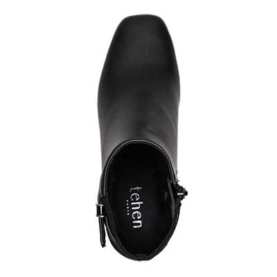 【撥水仕様】テーン tehen サイドの金具がポイント　キレイ目ショーツブーツ　TN6701 BLACK-SILKY 23.0