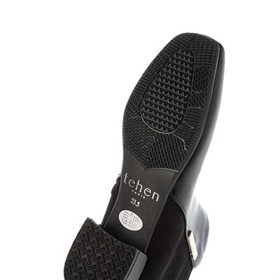 【撥水加工】テーン tehen スクエアトゥショートブーツ｜きらり金具がアクセント◎上品×歩きやすい大人のきれいめブーツ　スクエアトゥショートブーツ　TN6704 BLACK 23.0