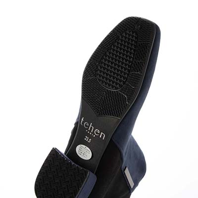 【撥水加工】テーン tehen スクエアトゥショートブーツ｜きらり金具がアクセント◎上品×歩きやすい大人のきれいめブーツ　スクエアトゥショートブーツ　TN6704 NAVY/C 23.0