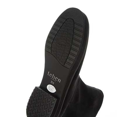 【撥水加工】テーン tehen  ビジュー付きソールで上品おしゃれ  3.5cmヒールで歩きやすい一足  カジュアルショートブーツ　TN6707 BLACK 23.0