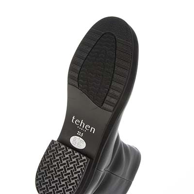 【撥水加工】テーン tehen  ビジュー付きソールで上品おしゃれ  3.5cmヒールで歩きやすい一足  カジュアルショートブーツ　TN6707 BLACK 23.0