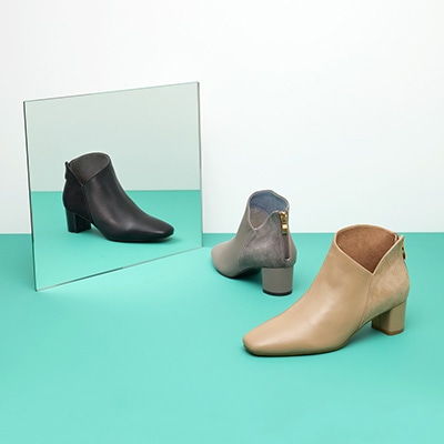 モデロ MODELLO 特徴のあるカットラインがエレガントな印象の ソフトレザーショートブーツ　DML4511 BROWN 23.0