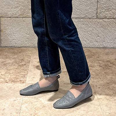 世界初のカバロス加工  モデロ MODELLO ふんわりインソール 超軽量でトラベルバッグにすっぽり入る ニットローファーシューズ  DML5042 BEIGE-M 23.0