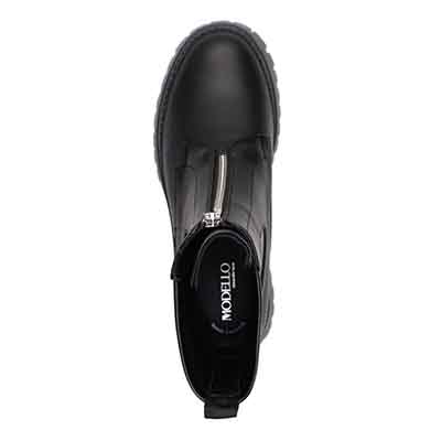 【撥水仕様】モデロ MODELLO 「Recovery Shiatsu Insole」搭載で指圧効果により血行を115％促進。 COVEROSS Bee 5.5cmヒール タンクソールショートブーツ DML5504R BLACK 23.0