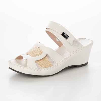 エル スポーツ ELLESPORT　伸びるラフィア2WAYウェッジサンダル BLACK 23.0