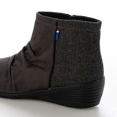 エル スポーツ ELLESPORT  軽くて歩きやすい、スエード調素材のエレガントな一足  軽量ウェッジショートブーツ　ESP14711 GRAY-TX 23.0