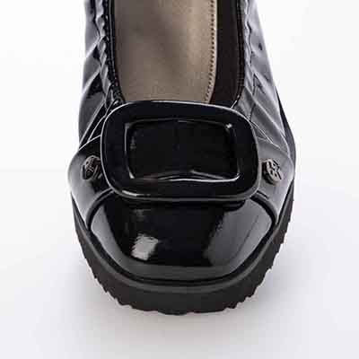 【撥水加工】HIROKO KOSHINO FEMME  超軽量で履きやすいバックルシャーリング入りパンプス  HRL2000 WHITE-S 23.0