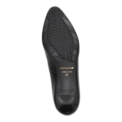 【強撥水仕様】マドラス madras　フィッティングに定評有りマドラスファクトリー製ハンドメイド  スタックヒールパンプス MAL0017A BLACK 23.0