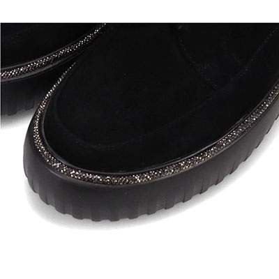 マドラス madras 特許　リカバリーメタインソール搭載  煌めくルーチェがアクセントのフロントジップ厚底ブーツ　MAL9147MT BLACK-SILKY 23（23.0～23.5cm相当）