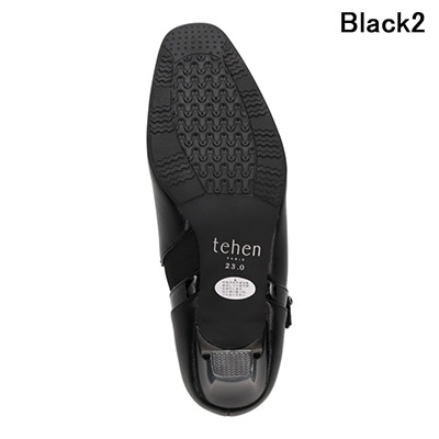 テーン tehen オフィス対応！美脚効果♪甲が深めの脱げづらいパンプス♪ TN1747 Black2(中敷カラー 黒) 23.0