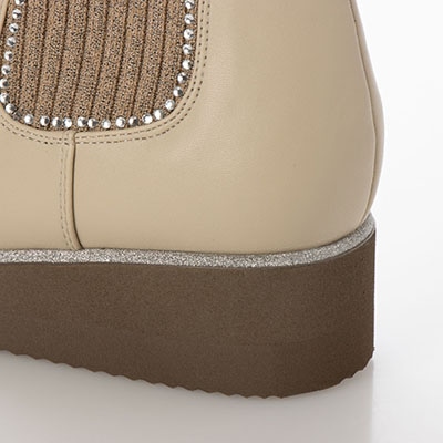 【撥水加工】テーン tehen クッションインソールで履き心地抜群、ラインストーン付きサイドゴアブーツ　TN1776 BLACK 23.0