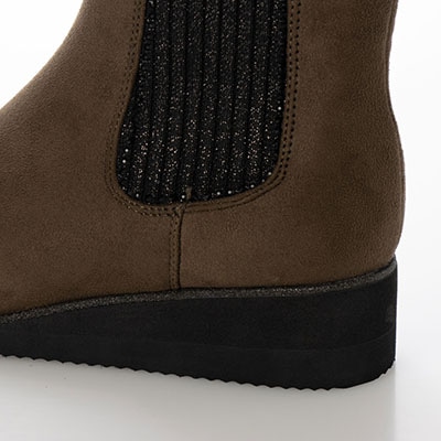 【撥水加工】テーン tehen クッションインソールで履き心地抜群、ラインストーン付きサイドゴアブーツ　TN1776 BLACK 23.0