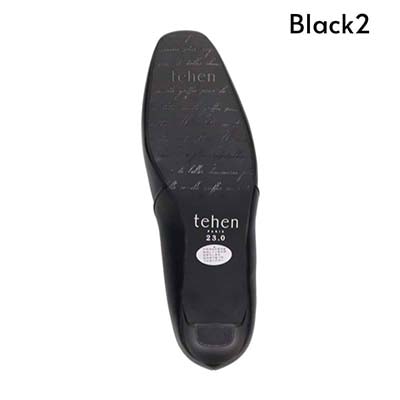 テーン tehen 柔らかなストレッチ素材が甲にやさしくフィット　甲深ストレッチパンプス  TN1781 Black2（ヒール部分：無地 黒合成皮革） 23.0