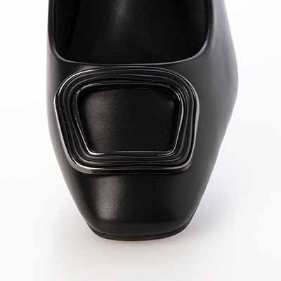 テーン tehen バックルモチーフデザインヒールパンプス　TN1791 BLACK 23.0