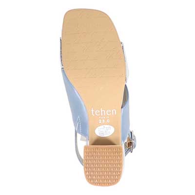 テーン tehen オシャレなヒールもポイント。甲深アシンメトリーカットサンダル　TN1794V SILVER/BLUE 23.0