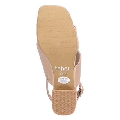 テーン tehen オシャレなヒールもポイント 甲深アシンメトリーカットサンダル　TN1794 BEIGE/C 23.0