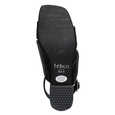 テーン tehen オシャレなヒールもポイント 甲深アシンメトリーカットサンダル　TN1794 BLACK/C 23.0