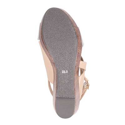 テーン tehen カラーコンビ アシンメトリー ウェッジサンダル　TN5006 SILVER/BEIGE 23.0