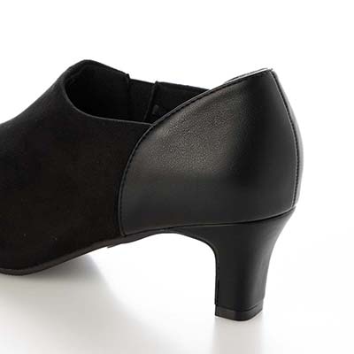 テーン tehen スクエアトゥ×5.5cmヒールで大人のきれいめスタイルに　すっきり美シルエットブーティ　TN5512 BLACK-SILKY 23.0