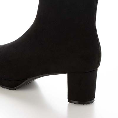 【撥水加工】テーン tehen  太ヒール×厚底で歩きやすく、きれいめにもカジュアルにも◎  ショートブーツ　TN6703 BLACK-SILKY 23.0