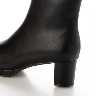【撥水加工】テーン tehen  太ヒール×厚底で歩きやすく、きれいめにもカジュアルにも◎  ショートブーツ　TN6703 BLACK-SILKY 23.0