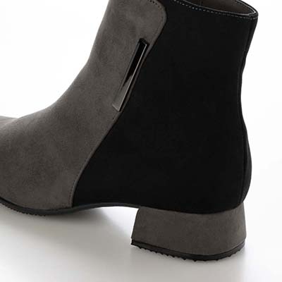 【撥水加工】テーン tehen スクエアトゥショートブーツ｜きらり金具がアクセント◎上品×歩きやすい大人のきれいめブーツ　スクエアトゥショートブーツ　TN6704 GRAY/C 23.0