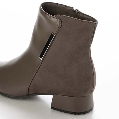 【撥水加工】テーン tehen スクエアトゥショートブーツ｜きらり金具がアクセント◎上品×歩きやすい大人のきれいめブーツ　スクエアトゥショートブーツ　TN6704 OAK 23.0