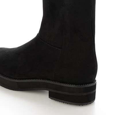 【撥水加工】テーン tehen  ビジュー付きソールで上品おしゃれ  3.5cmヒールで歩きやすい一足  カジュアルショートブーツ　TN6707 BLACK 23.0