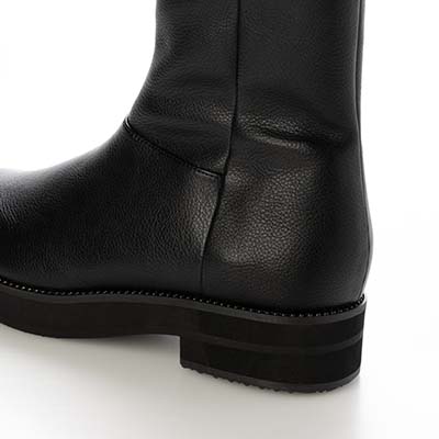 【撥水加工】テーン tehen  ビジュー付きソールで上品おしゃれ  3.5cmヒールで歩きやすい一足  カジュアルショートブーツ　TN6707 BLACK 23.0