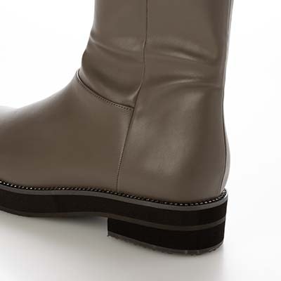 【撥水加工】テーン tehen  ビジュー付きソールで上品おしゃれ  3.5cmヒールで歩きやすい一足  カジュアルショートブーツ　TN6707 BLACK 23.0