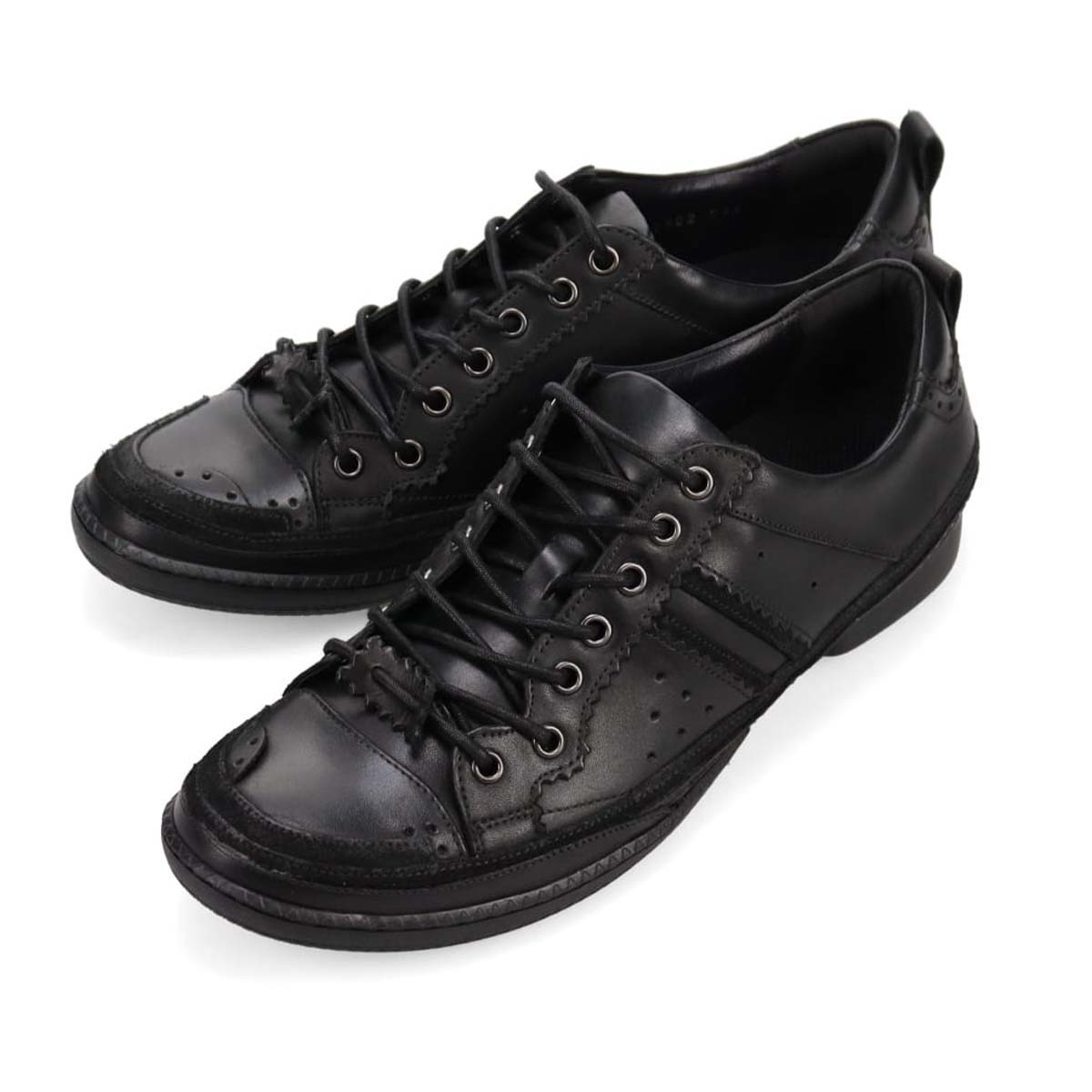 KATHARINE HAMNETT LONDON　レースアップカジュアルレザースニーカー　03965 BLACK 25.0