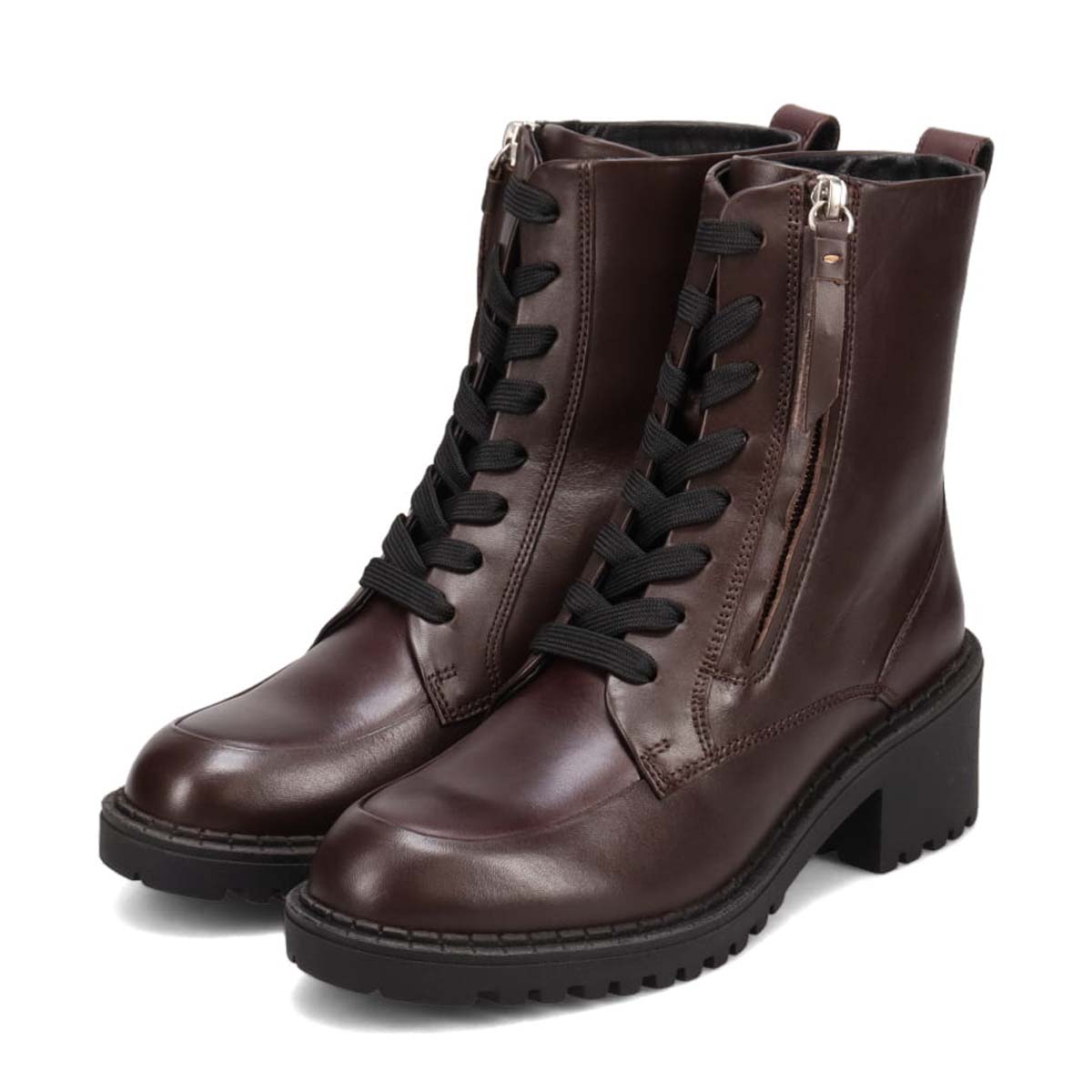 KATHARINE HAMNETT LONDON　厚底レースアップブーツ 048107 D-BROWN 23.0